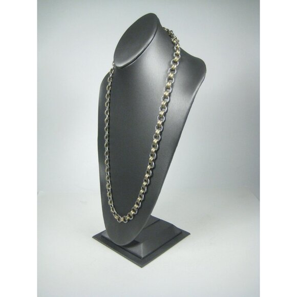 Kiam Family Goldtone Silvertone Chain Necklace 35 inch Unisex Heavy - Picture 6 of 9